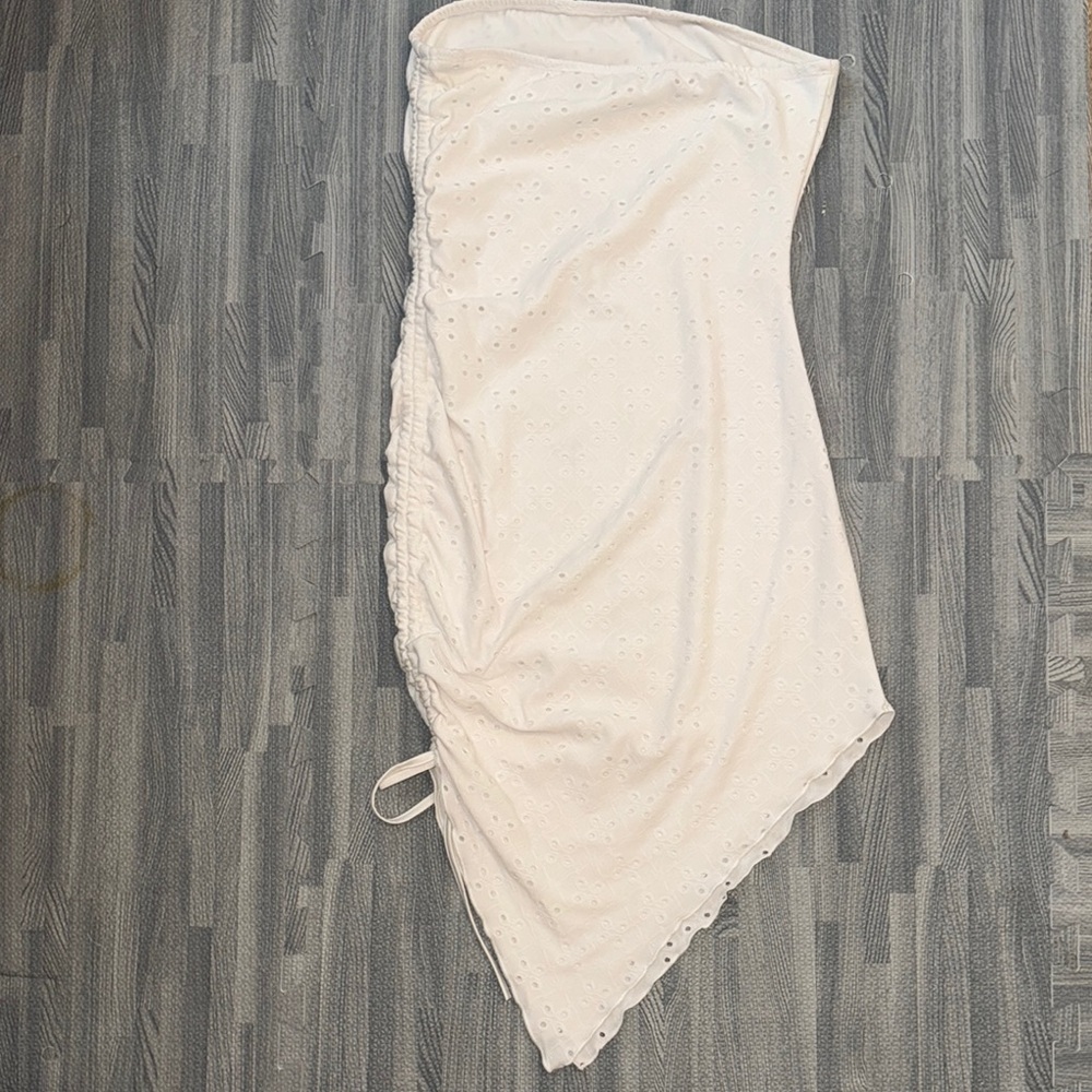 White Eyelet Asymmetrical Dress - Picture 2 of 3